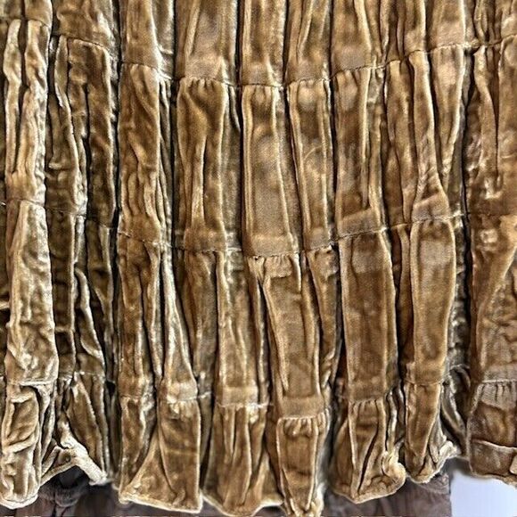 CACHE Crushed Velvet Tiered Ruffle Skirt Gold Womens Size 8 Whimsy Goth - Picture 13 of 15